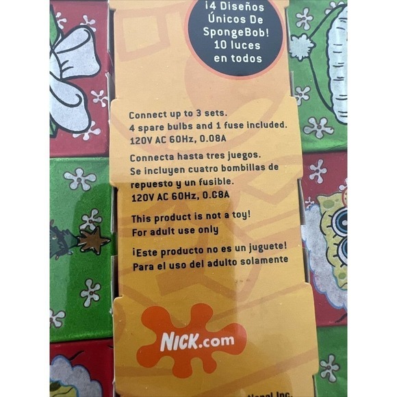 Spongebob Squarepants 12 String Lights Set Holiday Christmas New In Package - Picture 8 of 10